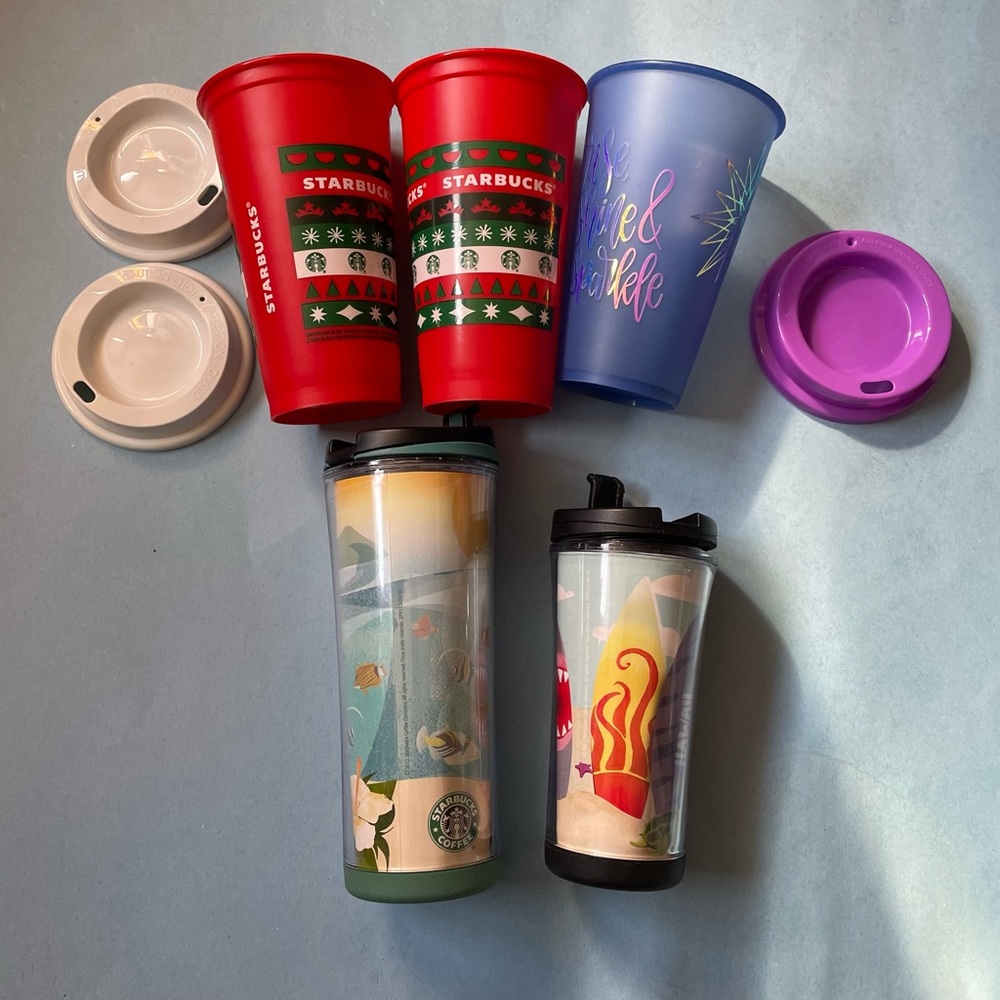 EUC Starbucks Holiday Cups + Starbucks Hawaii Reuseable Tumblers